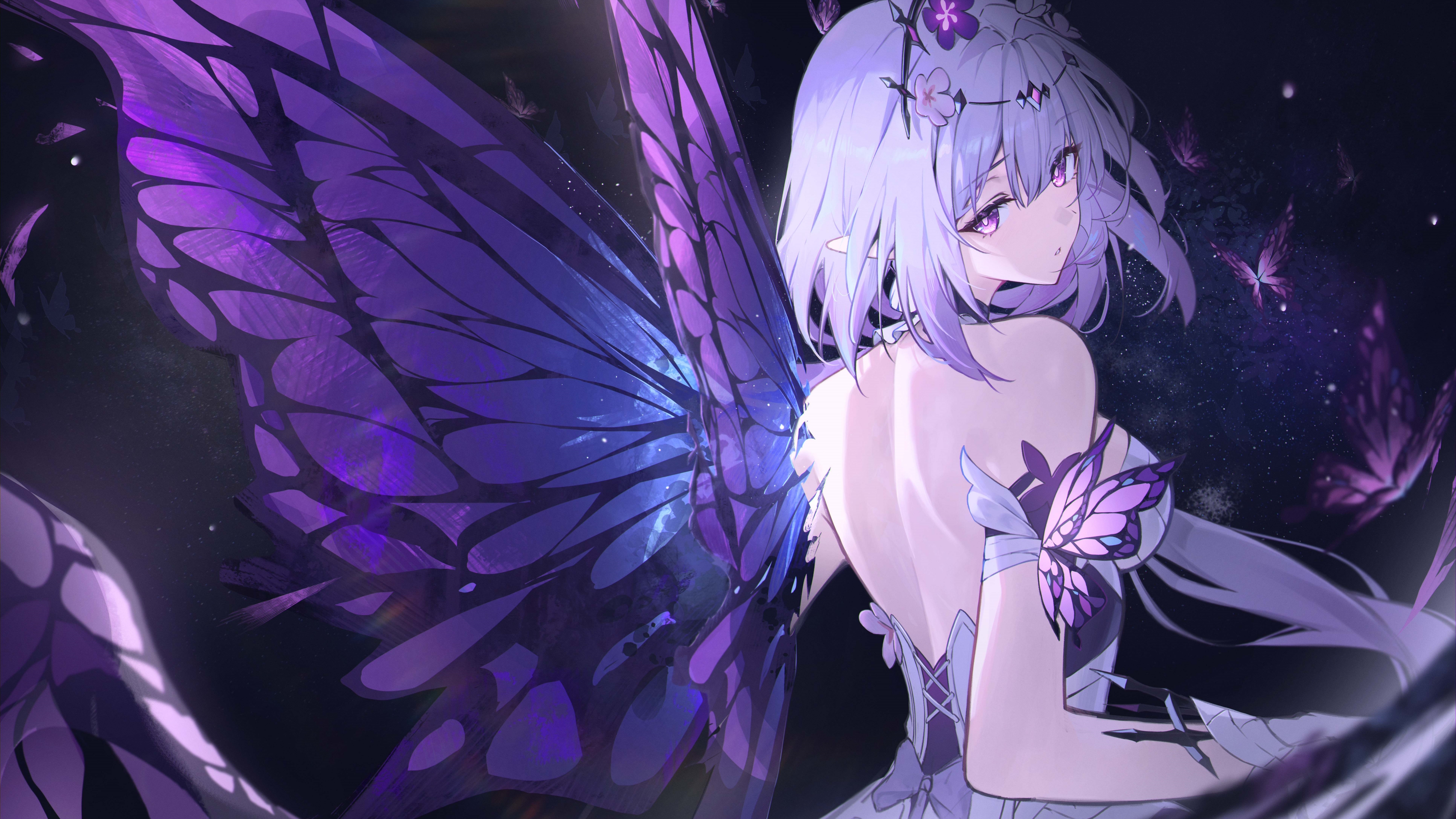 崩坏：星穹铁道遐蝶Hypnos Butterfly紫色蝶翼角色4K电脑壁纸