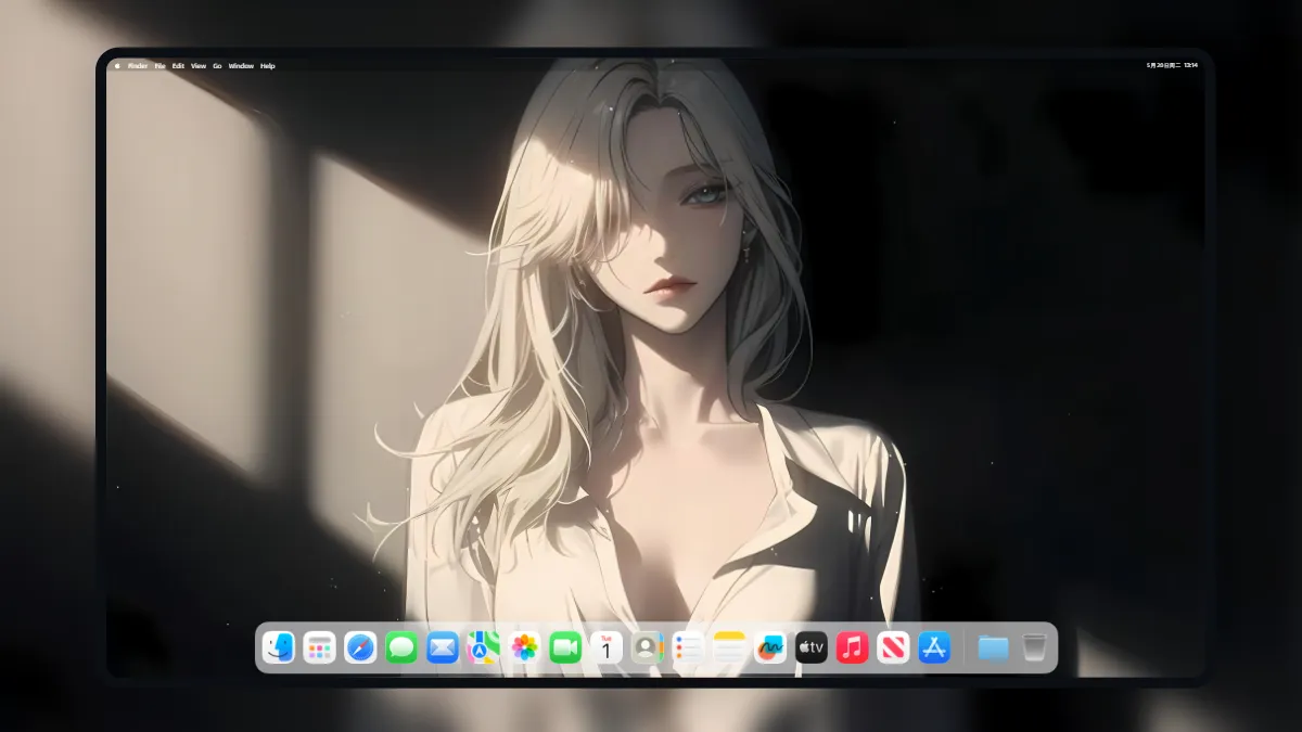 光影白衬衫银发少女 · 氛围感 4K 电脑壁纸