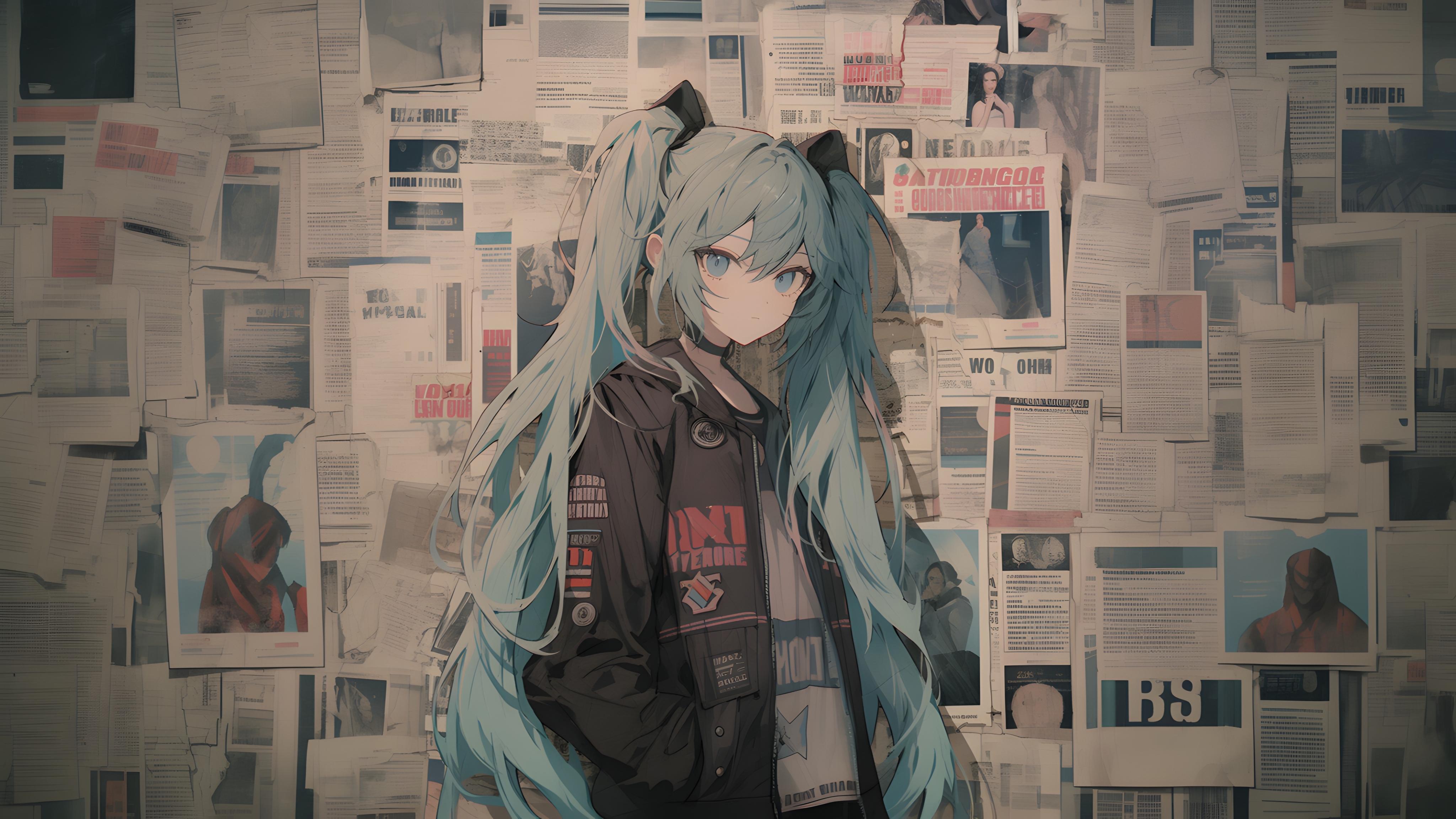 初音未来动漫4K壁纸，虚拟歌手形象高清背景