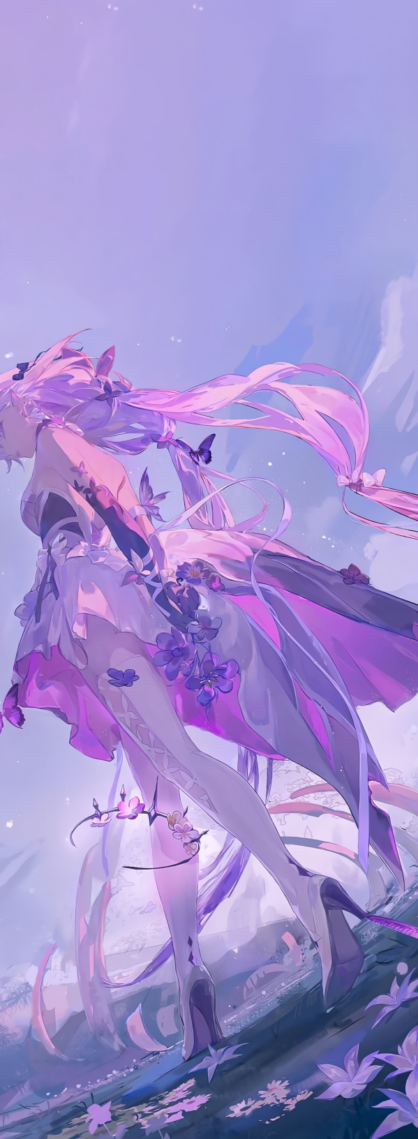 《崩坏：星穹铁道》遐蝶 4K 手机壁纸｜梦幻蝶影 渐变色彩竖屏适配