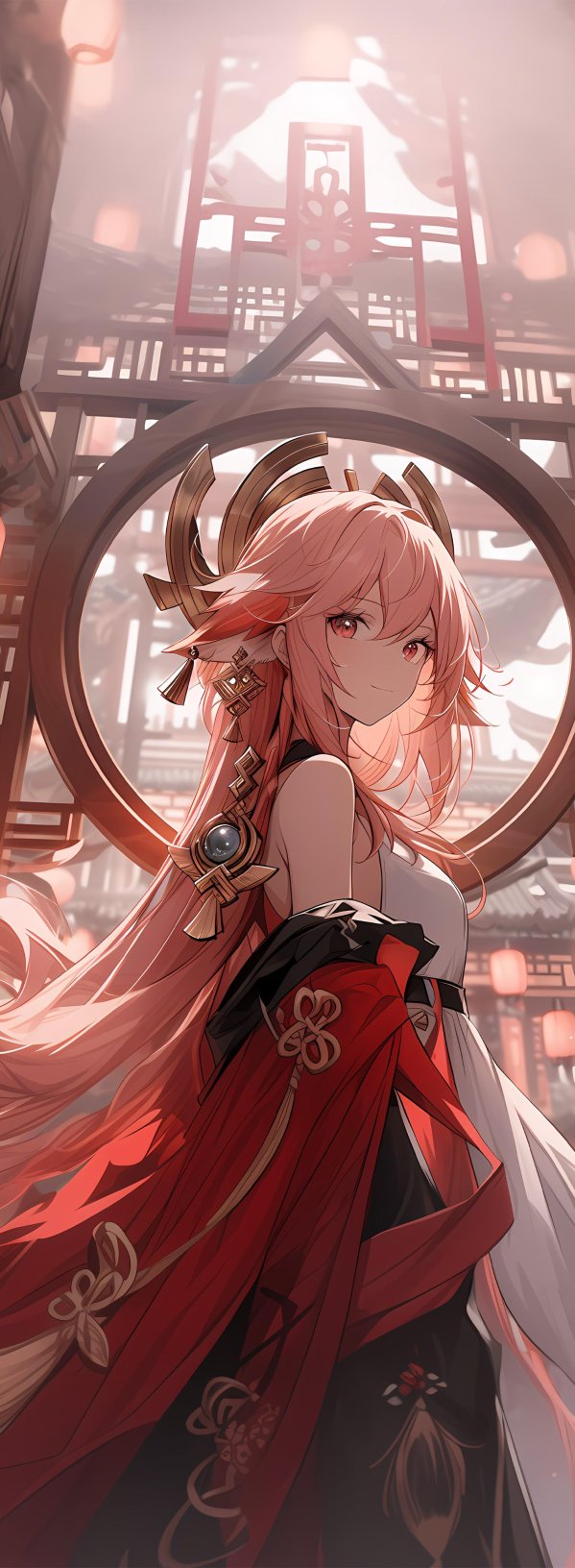 八重神子4K手机壁纸，尽显《原神》稻妻雅韵