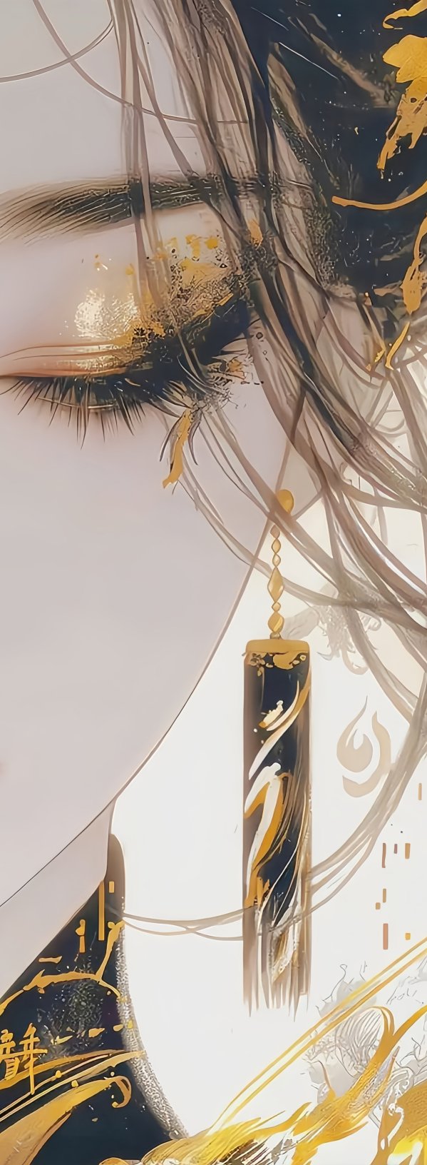 古风女子金色之美4K手机壁纸|唯美AI绘画古风插画下载