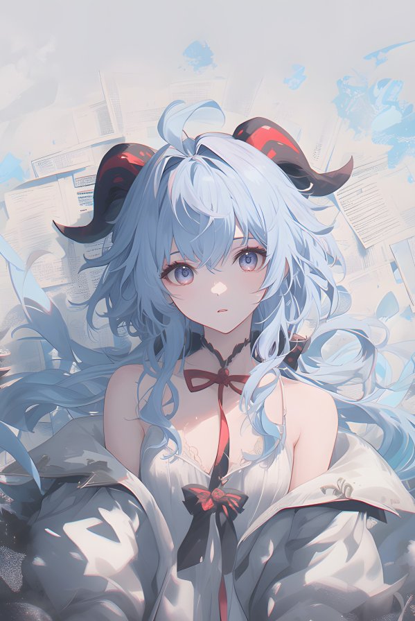 甘雨幻想同人4K壁纸｜蓝发羁角弓箭手与梦幻生灵