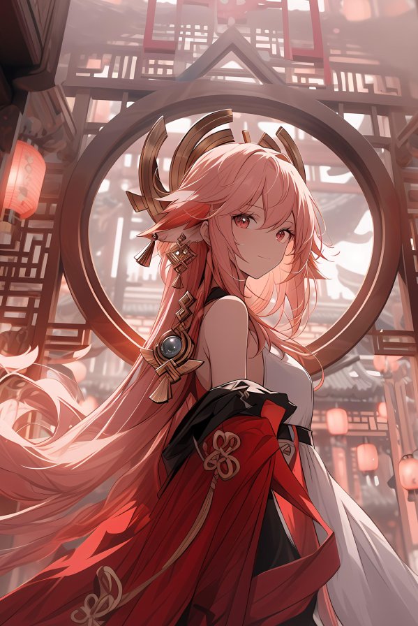 八重神子4K手机壁纸，尽显《原神》稻妻雅韵