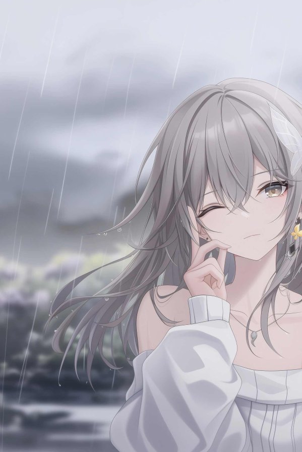 流萤角色雨天插画 · 崩坏：星穹铁道4K唯美电脑壁纸