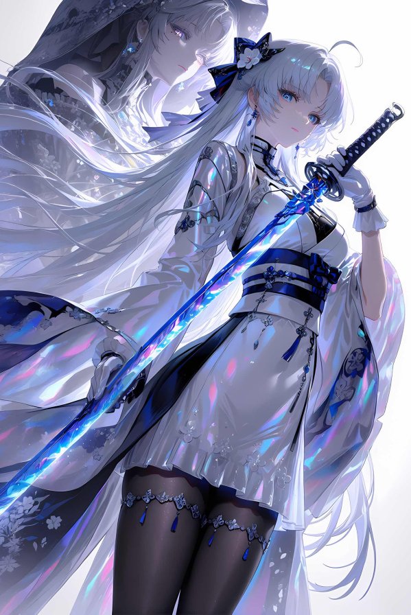 《鸣潮》珂莱塔 4K 壁纸：蓝焰剑光交织