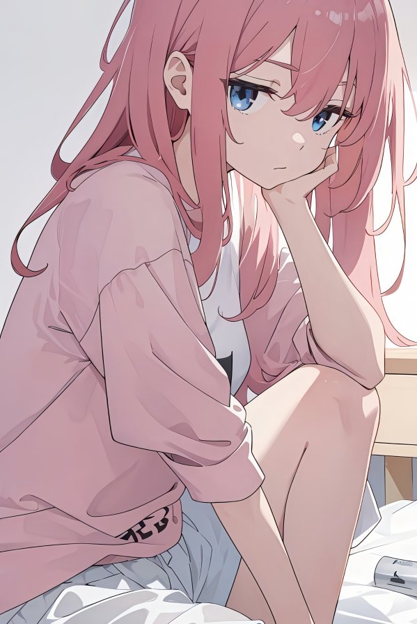 粉发少女唯美4K手机壁纸 | 柔光暖调二次元插画下载