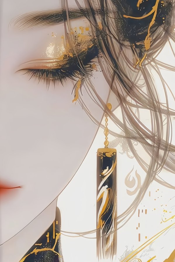 古风女子金色之美4K手机壁纸|唯美AI绘画古风插画下载