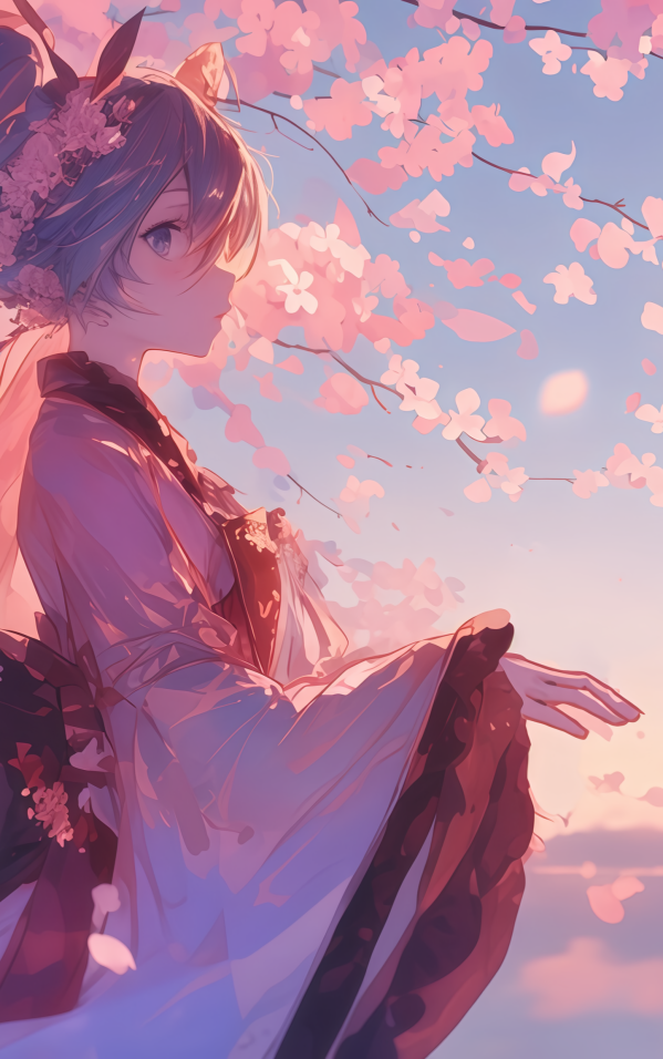 初音未来樱花灯笼4K动漫电脑壁纸 | 唯美场景