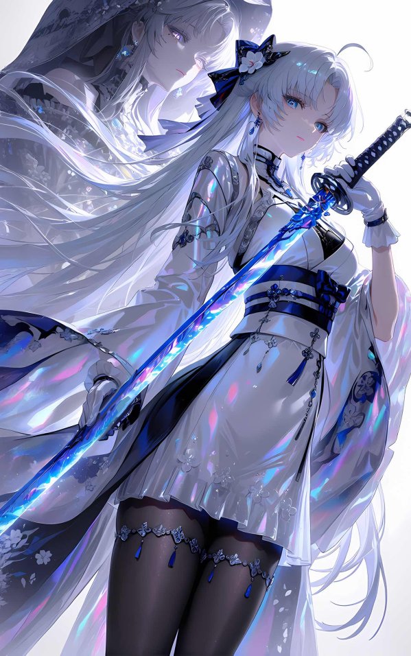 《鸣潮》珂莱塔 4K 壁纸：蓝焰剑光交织