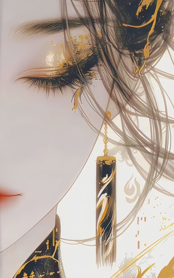 古风女子金色之美4K手机壁纸|唯美AI绘画古风插画下载