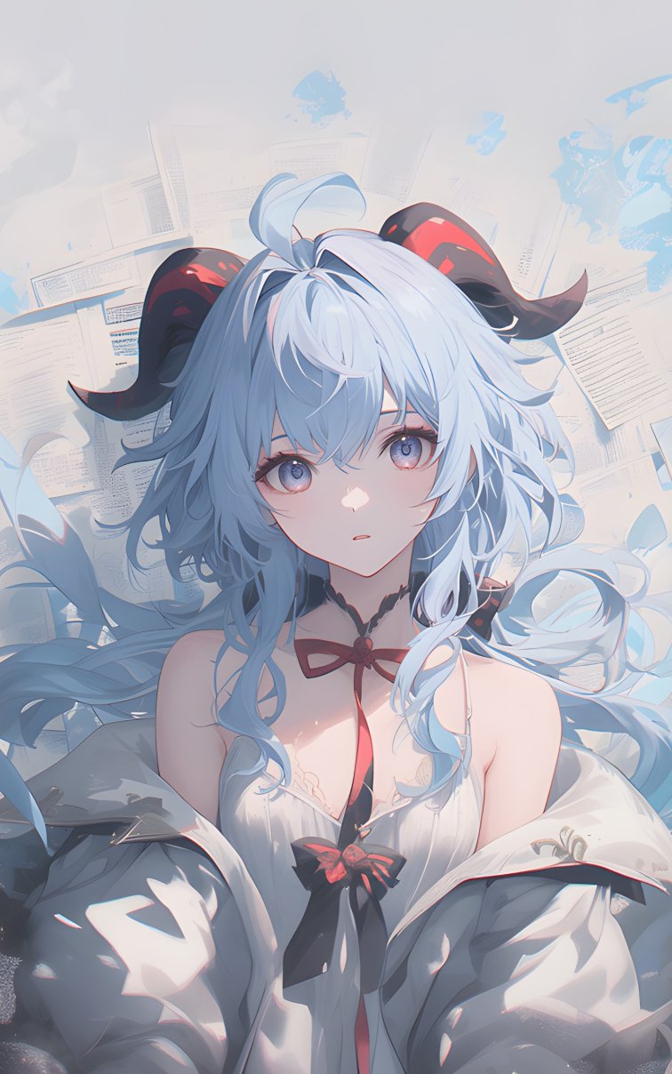 甘雨幻想同人4K壁纸｜蓝发羁角弓箭手与梦幻生灵