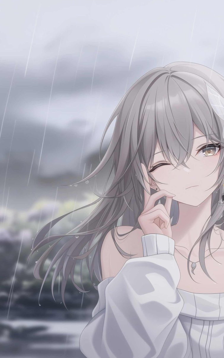 流萤角色雨天插画 · 崩坏：星穹铁道4K唯美电脑壁纸