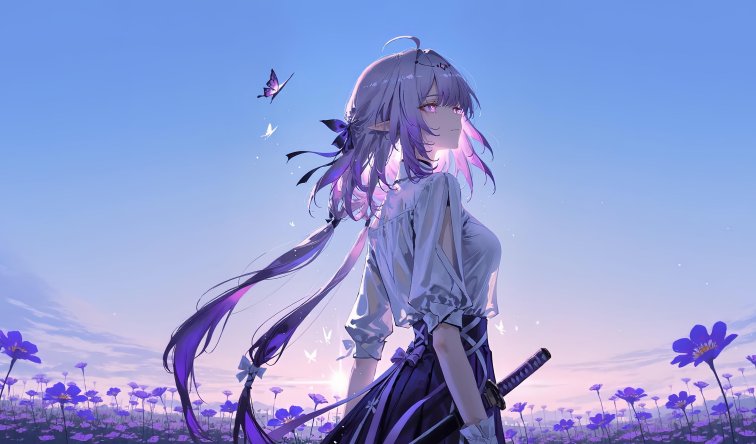 花海蝶梦：AI绘画《崩坏:星穹铁道》遐蝶4K电脑壁纸，共赴唯美星辰