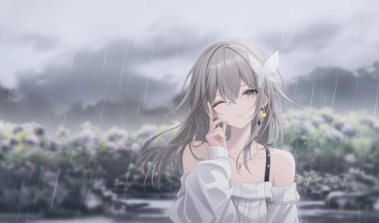 流萤角色雨天插画 · 崩坏：星穹铁道4K唯美电脑壁纸