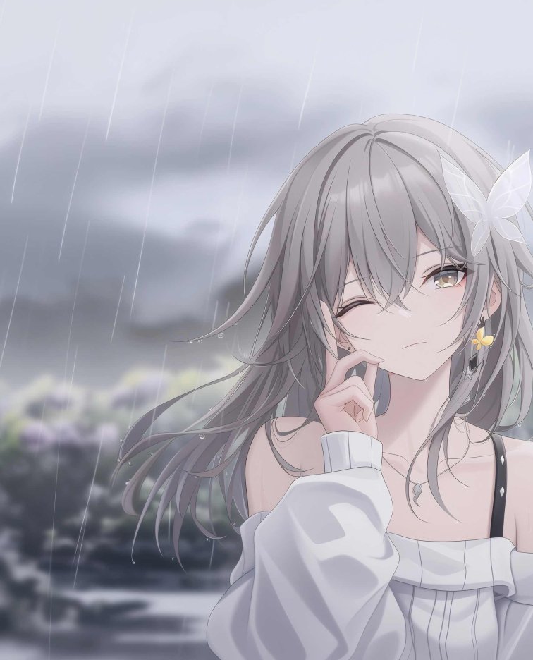 流萤角色雨天插画 · 崩坏：星穹铁道4K唯美电脑壁纸
