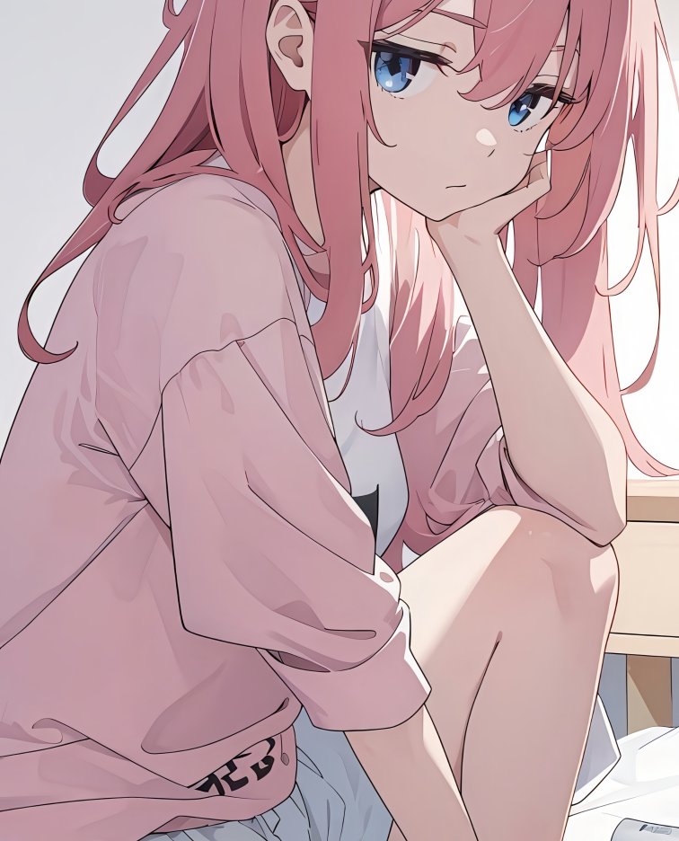 粉发少女唯美4K手机壁纸 | 柔光暖调二次元插画下载