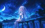 夜空流星下的女孩4K壁纸｜月华与星雨的静谧瞬间