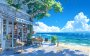 夏日海边小店场景插画 · 4K超清桌面壁纸下载